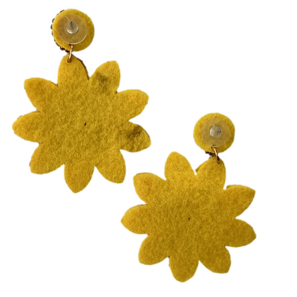 Sunflower 🌻 Beaded Drop Earrings - Picture 2 of 3